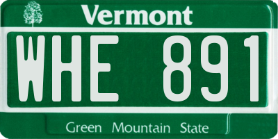 VT license plate WHE891