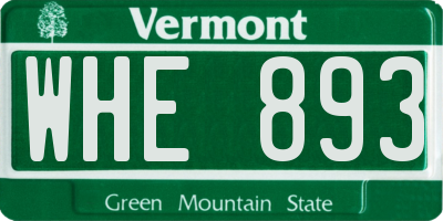 VT license plate WHE893