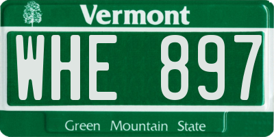 VT license plate WHE897