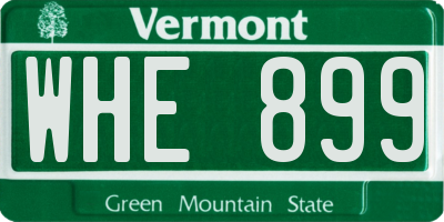 VT license plate WHE899