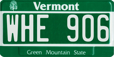 VT license plate WHE906