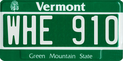 VT license plate WHE910