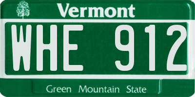 VT license plate WHE912