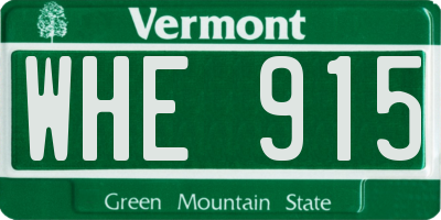 VT license plate WHE915