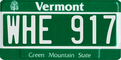 VT license plate WHE917