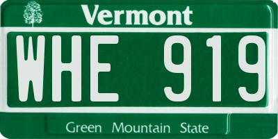 VT license plate WHE919