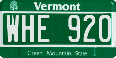 VT license plate WHE920
