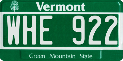 VT license plate WHE922