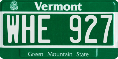VT license plate WHE927