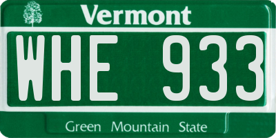 VT license plate WHE933