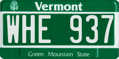 VT license plate WHE937