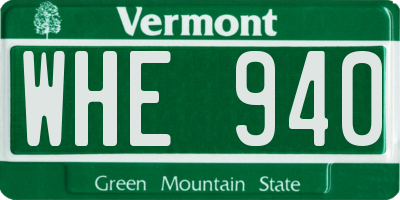 VT license plate WHE940