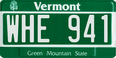 VT license plate WHE941