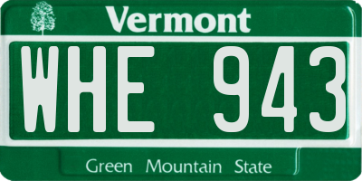 VT license plate WHE943