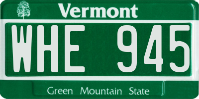 VT license plate WHE945