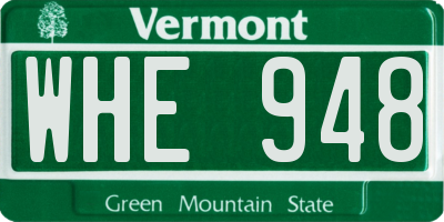 VT license plate WHE948