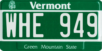 VT license plate WHE949