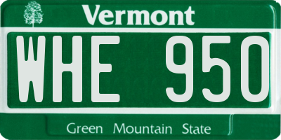 VT license plate WHE950