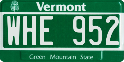 VT license plate WHE952