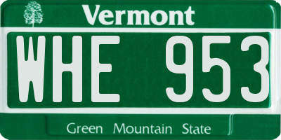 VT license plate WHE953