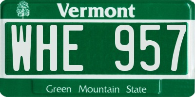 VT license plate WHE957