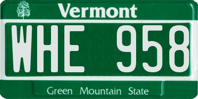 VT license plate WHE958