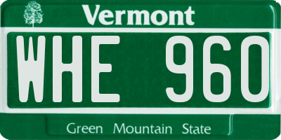 VT license plate WHE960