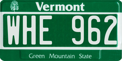 VT license plate WHE962