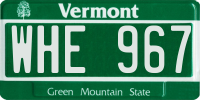 VT license plate WHE967