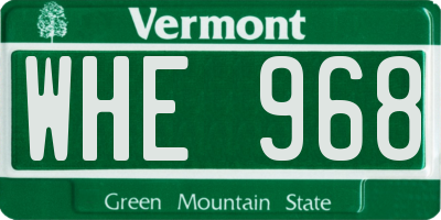 VT license plate WHE968