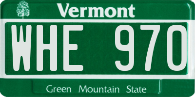 VT license plate WHE970
