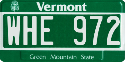 VT license plate WHE972