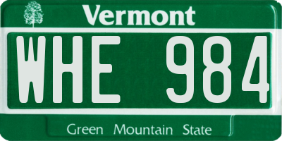 VT license plate WHE984