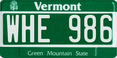 VT license plate WHE986
