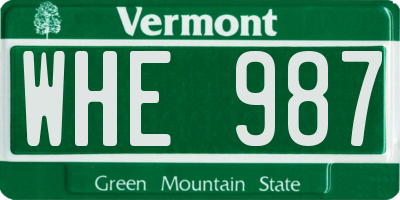 VT license plate WHE987