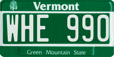 VT license plate WHE990