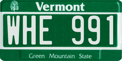 VT license plate WHE991