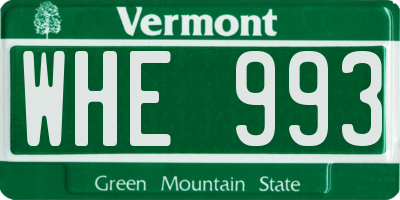 VT license plate WHE993