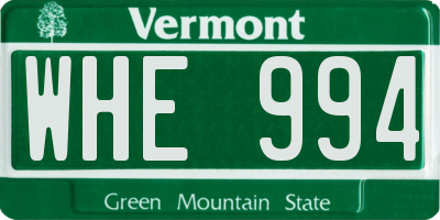 VT license plate WHE994