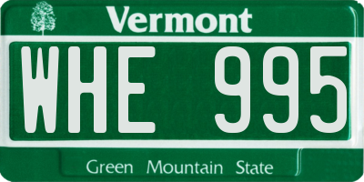 VT license plate WHE995