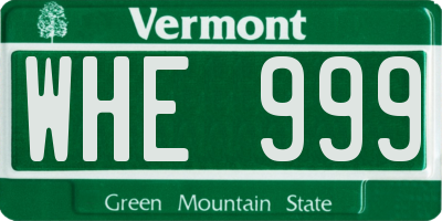 VT license plate WHE999