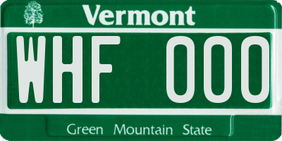 VT license plate WHF000