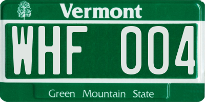 VT license plate WHF004