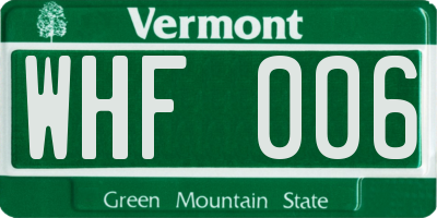 VT license plate WHF006