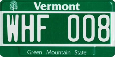 VT license plate WHF008