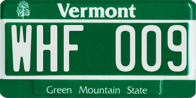 VT license plate WHF009
