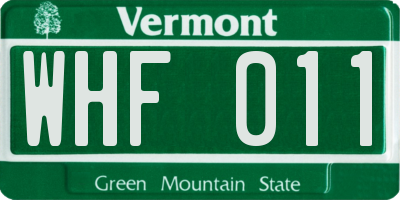 VT license plate WHF011