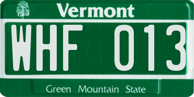 VT license plate WHF013