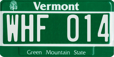 VT license plate WHF014