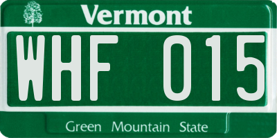 VT license plate WHF015